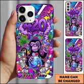 Maxcorners Bowling 420 Purple Monkey Cannabis Ball Pins Personalized Name Phone Case