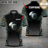 Maxcorners Billiard Pool 8 Ball Camo Personalized Name Men And Women 3D Polo Shirt Custom Billiard Team Jersey (4 Colors)