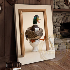 Maxcorners Duck Canvas Bathroom Door Smartphone Humor Canvas Wall Art