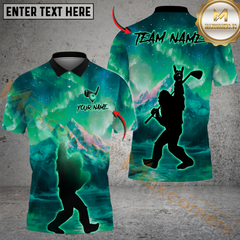 Maxcorners Legend of Bigfoot Swing Funny Golf Polo Shirt, Custom Name & Team Name 3D Shirts