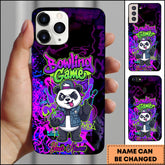 Maxcorners Bowling Purple Panda Ball Graffiti Neon Personalized Name Phone Case