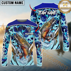 Maxcorners Trout Fishing Blue Fiction Sea Custom Name & Team Name 3D Shirts