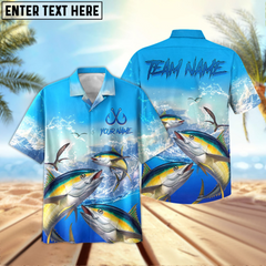 Maxcorners Yellowfin Tuna Fishing Seabird Sunset Personalized Name, Team Name 3D Hawaiian Shirt