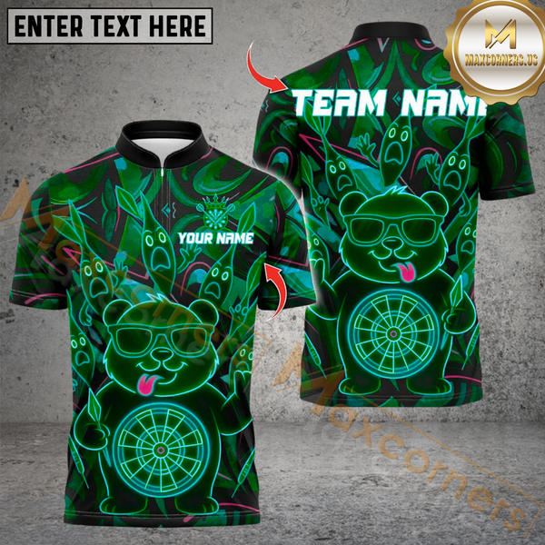 Maxcorners Darts Neon Bear Multioptions Personalized Name, Team Name Unisex 3D Shirts