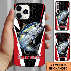 Maxcorners Tuna Honeycomb Pattern Red White Sport Design Personalized Name Phone Case