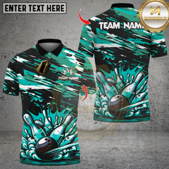 Maxcorners Bowling And Pins Multicolor Customized Name, Team Name 3D Shirts