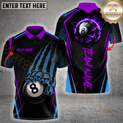 Maxcorners Billiard 8 Ball Fire Claws Scratch Multicolor Personalized Name, Team Name 3D Shirt