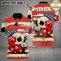 Maxcorners American Skull Bowling Retro Patriot Edition Personalized Name 3D Unisex Shirt