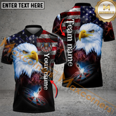 Maxcorners Darts Eagle USA Customized Name, Team Name 3D Polo Shirt