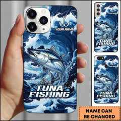 Maxcorners Tuna Fishing Blue Water Wave Premium Style Sport Personalized Name Phone Case