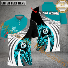 Maxcorners Ball 8 Skull Hand Billiard Jersey Multicolor Options Personalized Name, Team Name 3D Polo Shirt