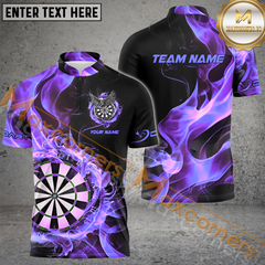 Maxcorners Darts Fire Flame Multicolor Options Personalized Name, Team Name 3D Polo Shirt