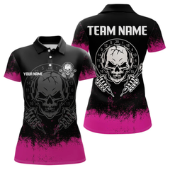 Maxcorners Cracked Skull Holding Dart Arrows Custom Pink Dart Shirts For Men, Dart Team Jerseys LM054