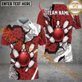Maxcorners Wall Broken Pattern Bowling Jersey Multicolor Option Customized Name, Team Name 3D Polo Shirt