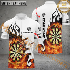 Maxcorners Darts Dartboard Fire Flame Mutilcolor Options Personalized Name, Team Name 3D Polo Shirt