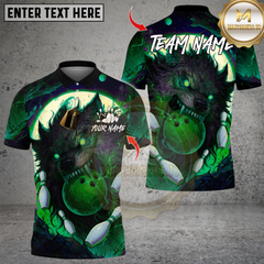 Maxcorners Moon Wolf With Bowling Multicolor Customized Name, Team Name 3D Shirts