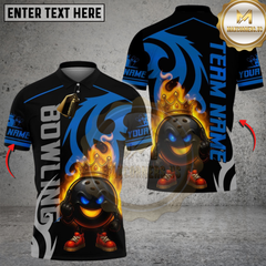 Maxcorners Bowling And King Pins Flame Premium Multicolor Customized Name, Team Name 3D Shirts
