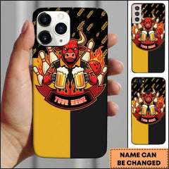 Maxcorners Bowling Red Bull Beer Fire Ball Pins Personalized Name Phone Case
