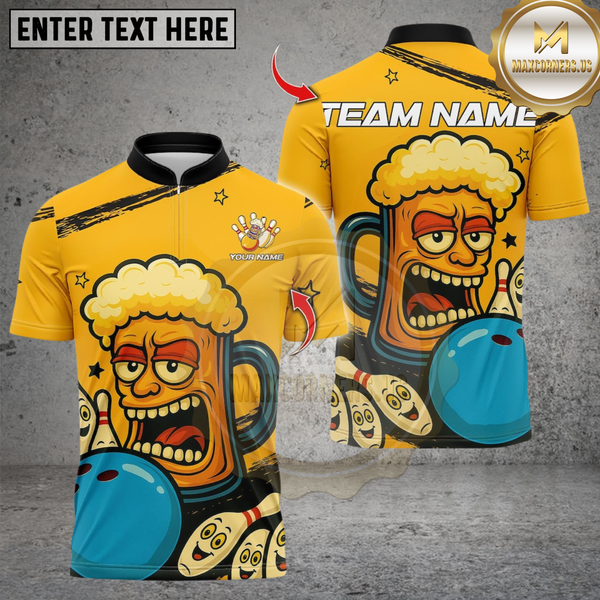 Maxcorners Bowling Funny Beer Personalized Name 3D Unisex Shirt