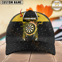 Maxcorners Darts Yellow Thunder Customized Name, Team Name 3D Shirt Personalized Name 3D Cap