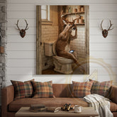 Maxcorners Deer Canvas Rustic Bathroom Coffee Smartphone Humor Canvas Wall Art