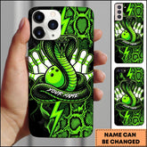 Maxcorners Bowling Green Snake Ball Pins Lightning Personalized Name Phone Case