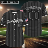 Maxcorners Men’s Classic Pinstripe Patriotic Jersey - Custom USA Shirt With Name, Number & Logo LM2608
