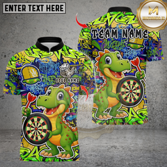 Maxcorners Darts Graffiti Cute Dinosaur Dartboard Multicolor Customized Name Team Name 3D Shirts