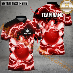 Maxcorners Ball And Pins Break Power Of Thunder Bowling Jersey Multicolor Options Personalized Name, Team Name 3D Shirt