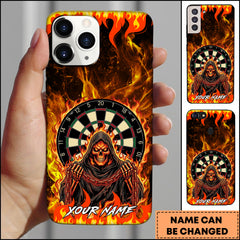 Maxcorners Darts Fire Grim Reaper Skull Dartboard Personalized Name Phone Case