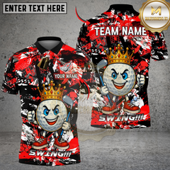 Maxcorners King of Swing Golf Polo Shirt, Custom Name & Team Name 3D Shirts