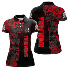 Maxcorners Black And Red Grunge Custome Name Dartboard Dart Shirts For Men, Dart Jerseys LM054