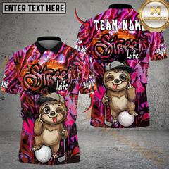 Maxcorners Sloth Street Golf Polo Shirt, Customized Name & Team Name 3D Shirts (4 Colors)