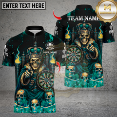 Maxcorners Darts Skeleton King Fire Throne Multicolor Customized Name, Team Name 3D Shirts