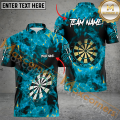 Maxcorners Darts Fire Mutilcolor Options Personalized Name, Team Name 3D Polo Shirt