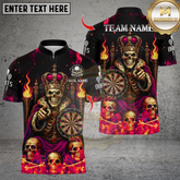 Maxcorners Darts Skeleton King Fire Throne Multicolor Customized Name, Team Name 3D Shirts