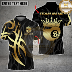 Maxcorners Billiards Crown 8 Ball Flame Multicolor Customized Name, Team Name 3D Shirt