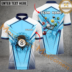 Maxcorners Billiard Ball 8 Enthusiasts Multicolor Options Personalized Name, Team Name 3D Polo Shirt