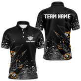 Maxcorners Custom 8 Ball Fire Black Grunge Billiard Shirts For Men, Billiard Team Shirts Pool Jerseys LM1605