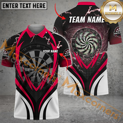 Maxcorners Darts Dartboard Water Thunder Lightning Player Mutilcolor Options Personalized Name, Team Name 3D Polo Shirt