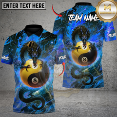 Maxcorners Billiards Azure Dragon Awakening 89 Ball Multicolor Customized Name Team Name 3D Shirt