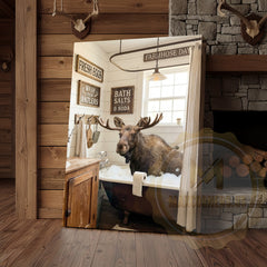 Maxcorners Moose Canvas Farmhouse Bathtub Fresh Eggs Sign Canvas Wall Art