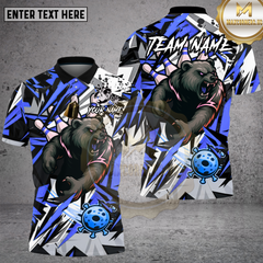 Maxcorners Bear Bowling Shirt Ferocious Bear Mascot with Bowling Pins and Ball Multioptions Personalized Name, Team Name Unisex 3D Shirt (4 Colors)