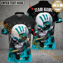 Maxcorners Darts Skull Mutilcolor Options Personalized Name, Team Name 3D Polo Shirt