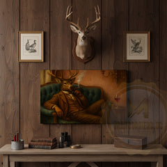 Maxcorners Deer Boxer with Red Gloves in Boxing Ring Wrapped Canvas