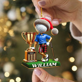 Maxcorners Custom Name Golf Champion Xmas Ornament, Acrylic Ornament, Golf Keychain, Christmas Golf Gift