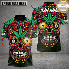 Maxcorners Psychedelic Sugar Skull Billiard 8 & 9 Ball Edition Personalized Name 3D Unisex Shirt