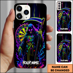 Maxcorners Darts Grim Reaper Neon Dark Art Personalized Name 3D Phone Case