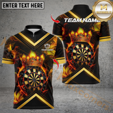 Maxcorners Premium Golden Dartboard With Crown Darts Multioptions Personalized Name, Team Name Unisex 3D Shirts