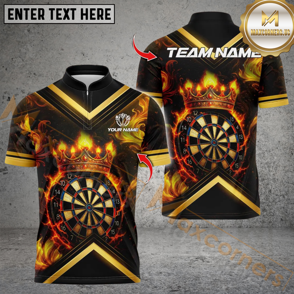 Maxcorners Premium Golden Dartboard With Crown Darts Multioptions Personalized Name, Team Name Unisex 3D Shirts